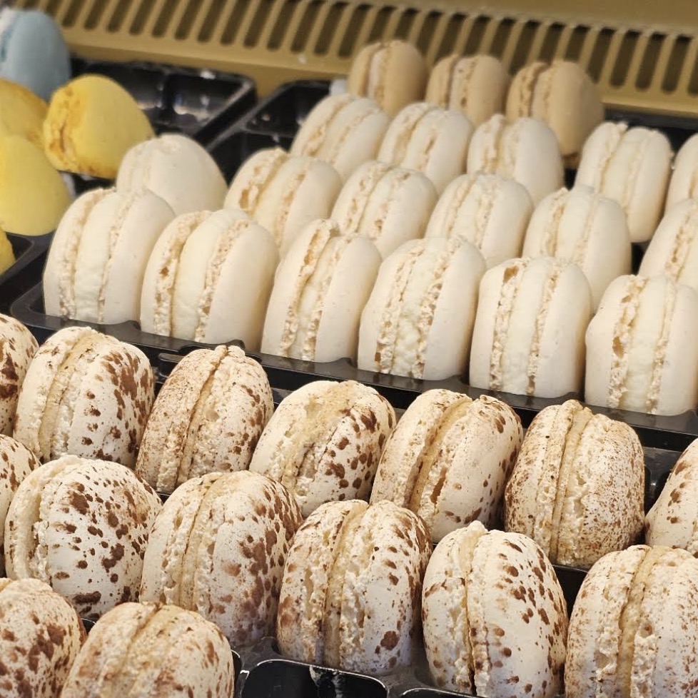 Macarons brancos e com cacau